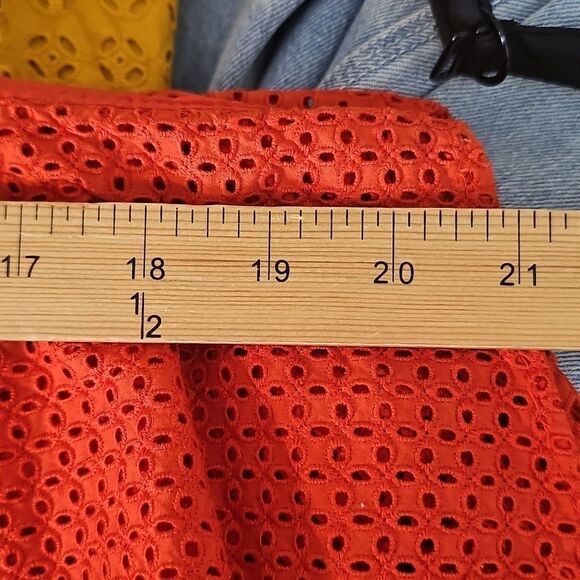 J.crew 12 Ruffle One-Shoulder Bright Poppy Red Eyelet Top - Picture 9 of 9